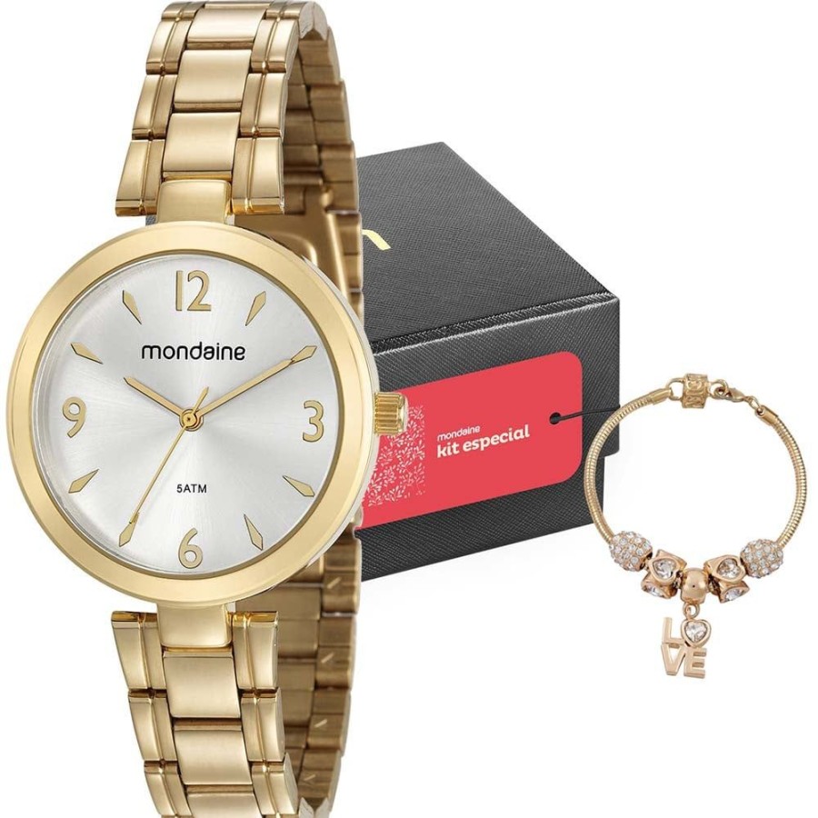 Feminino Mondaine | Kit Relogio Mondaine Feminino Com Pulseira 53609Lpmvde1K2