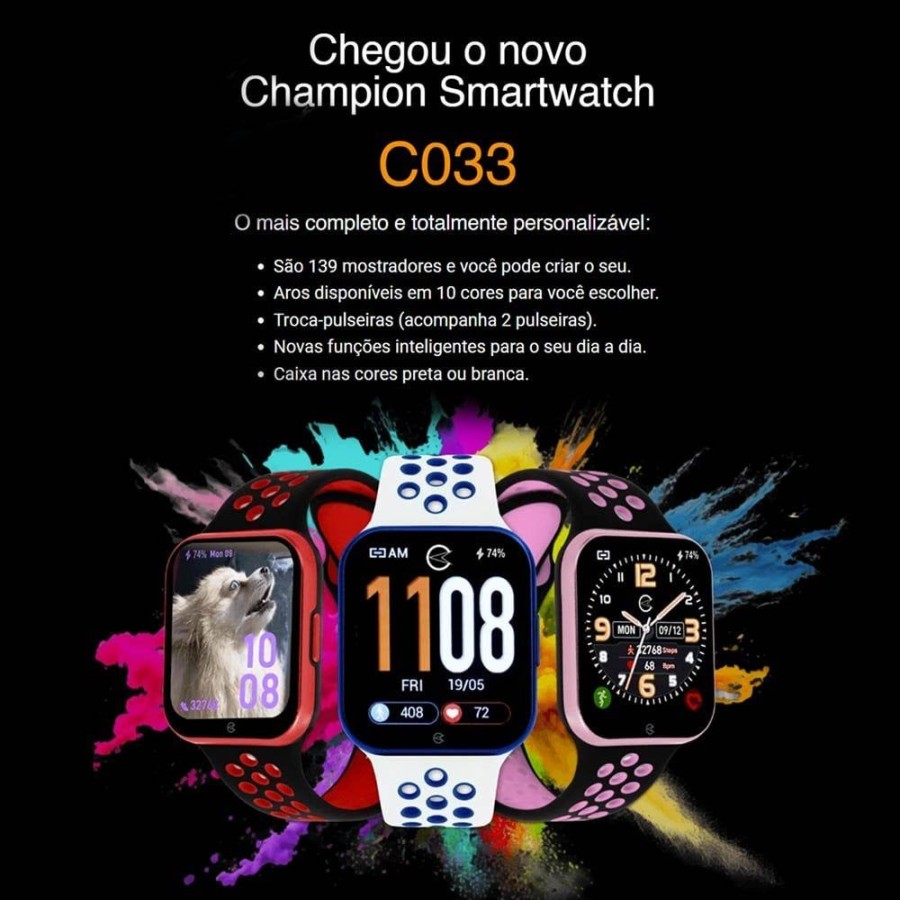 Feminino Champion | Smartwatch Champion Troca Pulseira Ch50033T