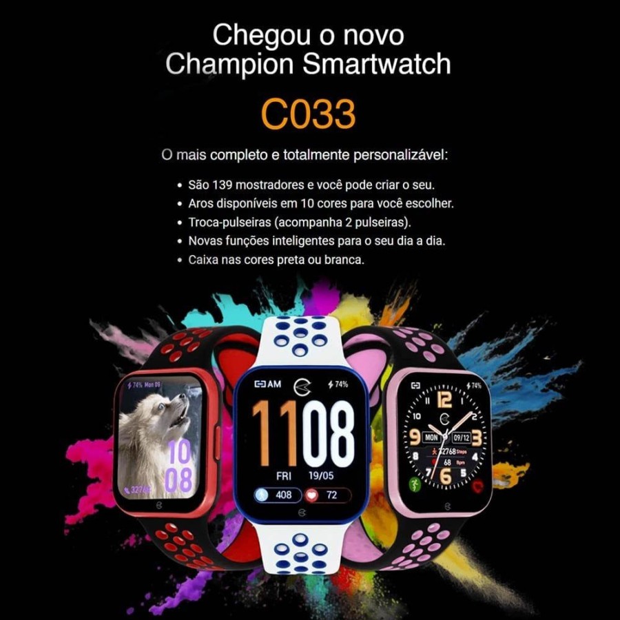 Feminino Champion | Smartwatch Champion Troca Pulseira Ch50033N